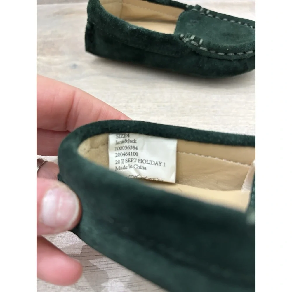 Janie and Jack Toddler Boy Christmas Holiday Dress Shoe Loafers Suade Sz 4 Green